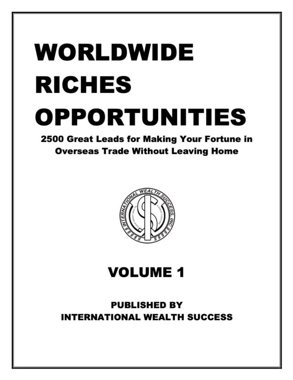 IWS-3 Worldwide Riches Opportunities Volume 1 COVER