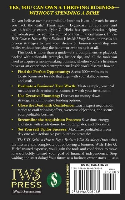 IWS-33 - How to Buy a Business with No Money Down - BACK COVER - 25
