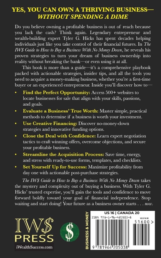 I Bought the Book. Then I Bought the Company That Published It. 30 IWS-33 - How to Buy a Business with No Money Down - BACK COVER - 25