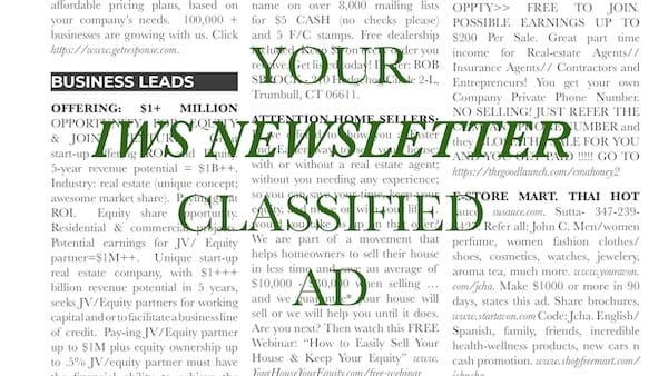 Your IWS Newsletter classified ad