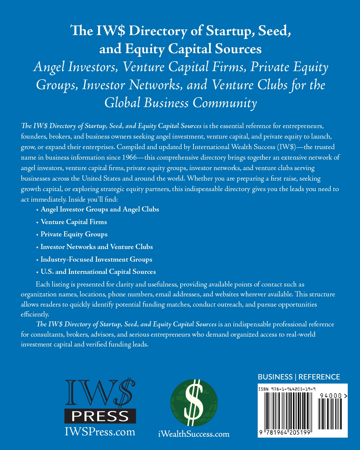 The IW$ Directory of Startup, Seed, and Equity Capital Sources - BACK